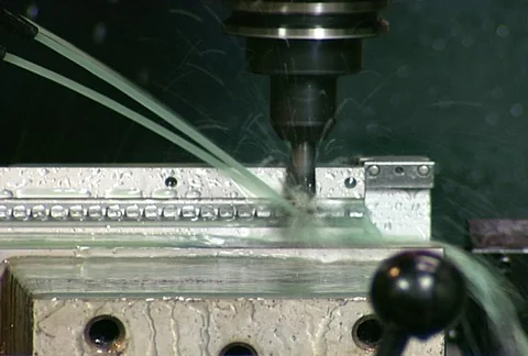 CNC Machine Drilling slow pan Video stock 97548848