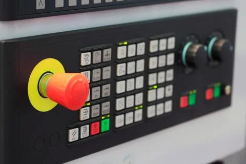 CNC machine emergency stop button Stock Photos