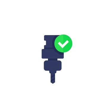 CNC machine icon with check mark Stock Illustration
