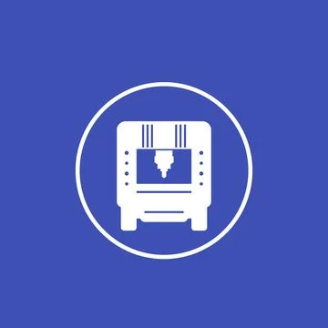 CNC machine icon in circle Stock Illustration