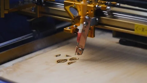 CNC machine, laser wood cutting, close-up Stock Footage 122609815