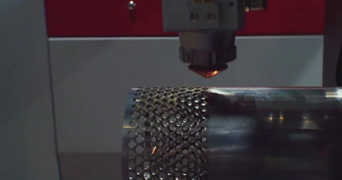 Cnc machine makes a complex metal part using a laser. close-up. Stock Footage 242272655