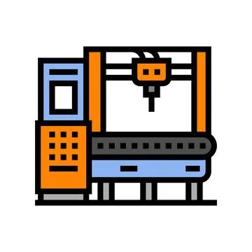 Cnc machine manufacturing engineer color icon vector illustration Stock Illustration