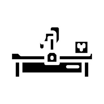 Cnc machine manufacturing engineer glyph icon vector illustration Stock Illustration