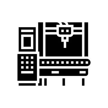 Cnc machine manufacturing engineer glyph icon vector illustration Stock Illustration