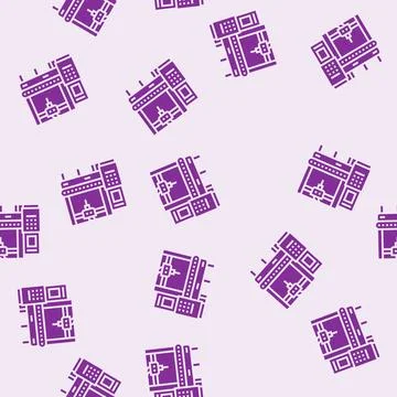 Cnc machine manufacturing engineer glyph seamless pattern Illustrazione stock