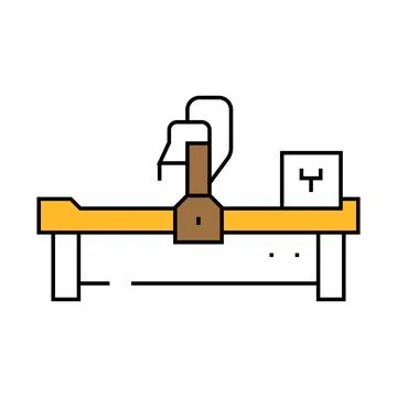 Cnc machine manufacturing engineer icon color illustration Stock Illustration