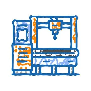 Cnc machine manufacturing engineer icon doodle illustration Stock Illustration