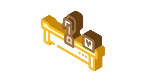 Cnc machine manufacturing engineer isometric icon animation Stock Footage 327291681
