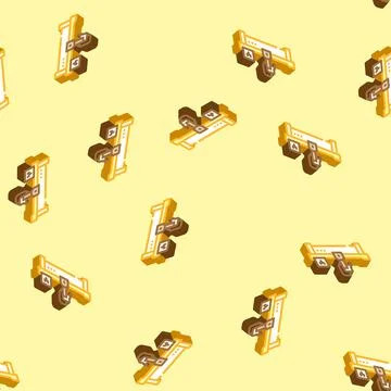 Cnc machine manufacturing engineer isometric icon seamless pattern Stock Illustration