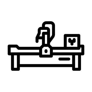Cnc machine manufacturing engineer line icon vector illustration Illustration