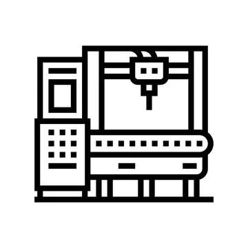 Cnc machine manufacturing engineer line icon vector illustration Stock Illustration