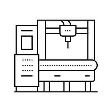 Cnc machine manufacturing engineer line icon vector illustration Stock Illustration