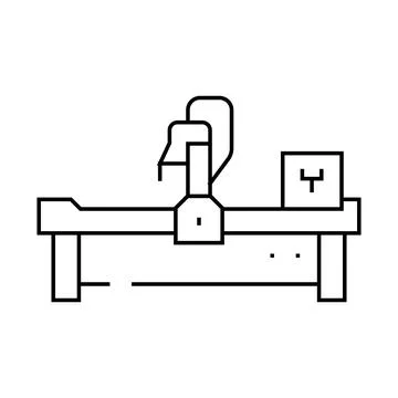 Cnc machine manufacturing engineer line icon vector illustration Stock Illustration