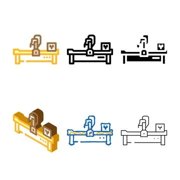 Cnc machine manufacturing engineer range color icon vector Illustrazione stock