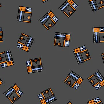 Cnc machine manufacturing engineer vector seamless pattern Illustrazione stock