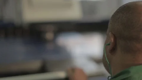 Cnc Machine Metal Cutter Operator Video stock 69857291