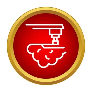 Cnc machine milling process icon red button Illustrazione stock