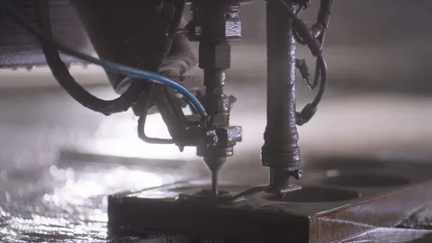 CNC machine nozzle close-up production Stock Footage 313997991