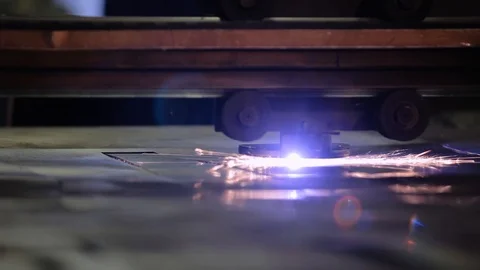 The CNC machine for plasma cutting of metal sheet Stock Footage 102061335