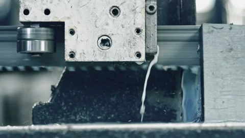 Cnc machine processing metal with cooling fluid for precision engineering Stock Footage 281349878