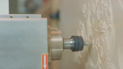 CNC machine processing wood blank Stock Footage 170385476