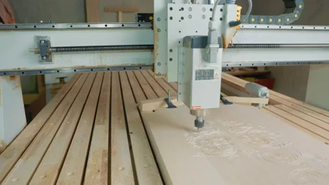 CNC machine processing wood blank Stock Footage 170566508