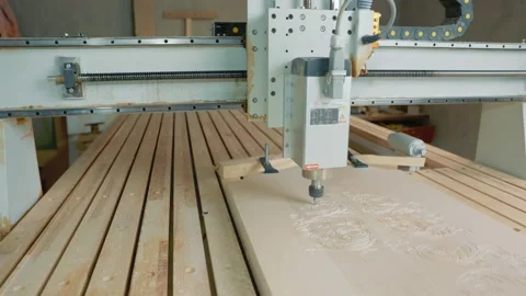 CNC machine processing wood blank Stock Footage 170687885