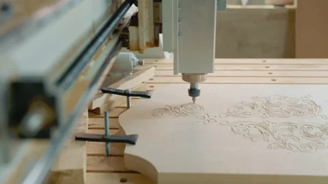 CNC machine processing wood blank Stock Footage 170879610