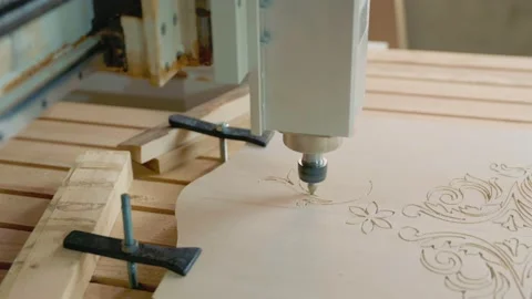 CNC machine processing wood blank Stock-Footage 171453533