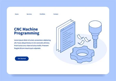 CNC Machine Programming Landing Page Concept Stockillustratie