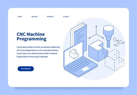CNC Machine Programming Landing Page Concept Stockillustratie