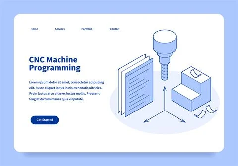 CNC Machine Programming Landing Page Concept Stockillustratie