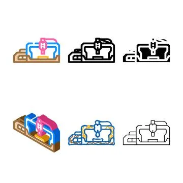 Cnc machine tool work color minimal icon vector Illustrazione stock