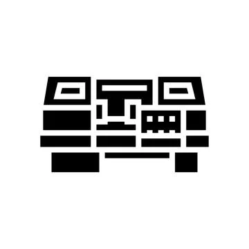 Cnc machine tool work glyph icon vector illustration Illustrazione stock