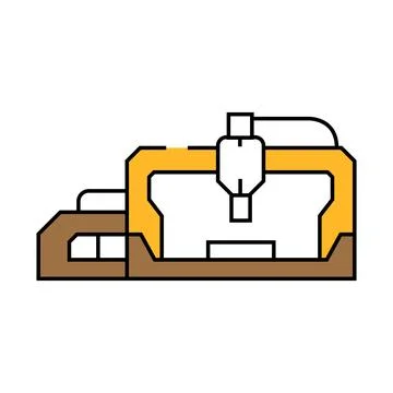 Cnc machine tool work icon color illustration Illustrazione stock
