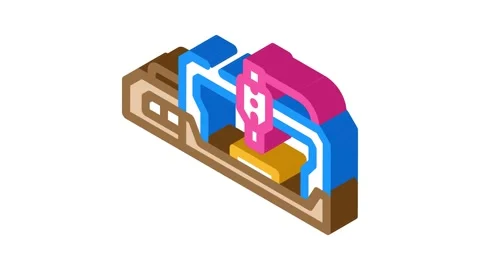 Cnc machine tool work isometric icon animation Stock Footage 327291990