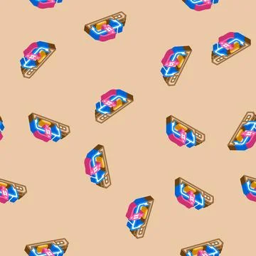 Cnc machine tool work isometric icon seamless pattern Illustrazione stock