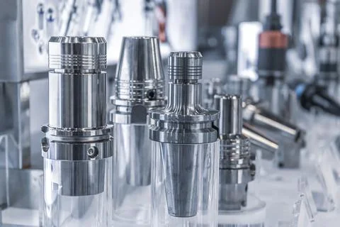 CNC Machine tools holders chuck cutter metalwork milling Stock Photos