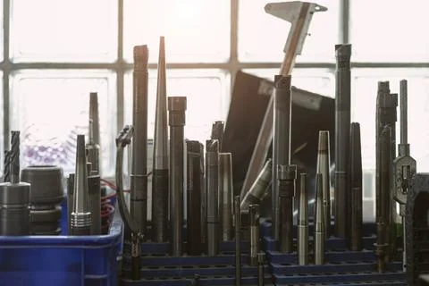 CNC Machine Tools, Insert Parts Storage area, Drill Bit Head for Metal Mill.. Foto stock