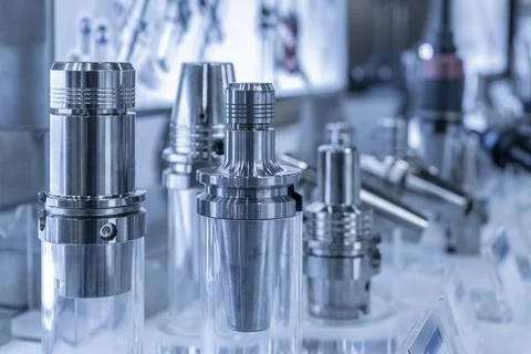 CNC machine tools for milling tool metal in a factory, Automobile parts manuf Stock Photos