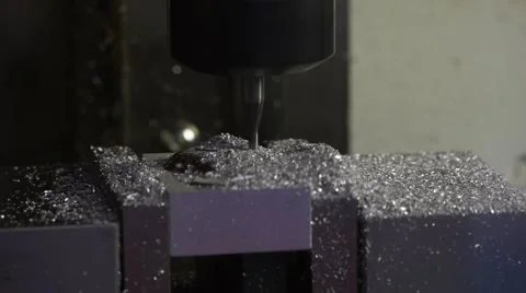 Cnc machine tools in the work - industrial metal machining cutting process Stock Footage 49395490