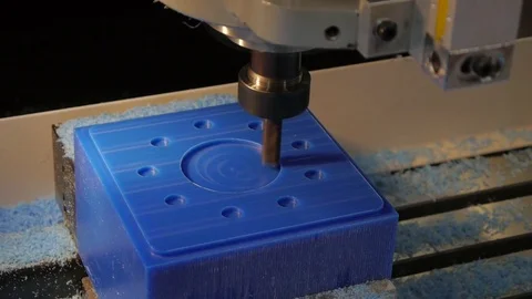 Cnc machine tools in the work - industrial metal machining cutting process Stock Footage 75492277