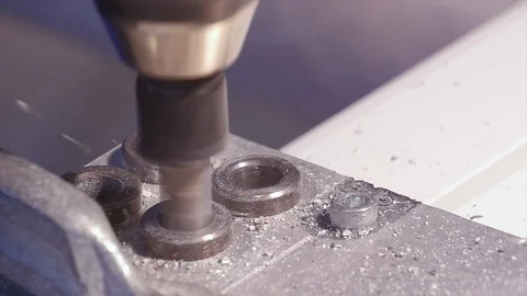 Cnc machine tools in the work. Threading of the enterprise. Accurate metal Video stock 106003298