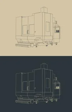 CNC machine vertical machining center 库存插图