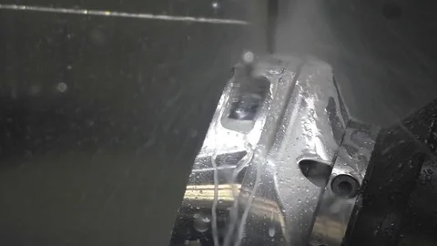 CNC machine wet milling vertical detail Stock Footage 70903372