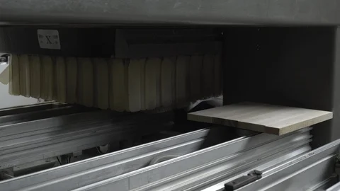 Cnc machine work processing for woodworking in factory, tools close up, tracking Stock Footage 87804847