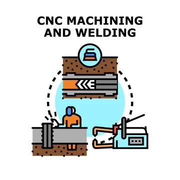 Cnc machining and welding vector technology concept Stock Illustration
