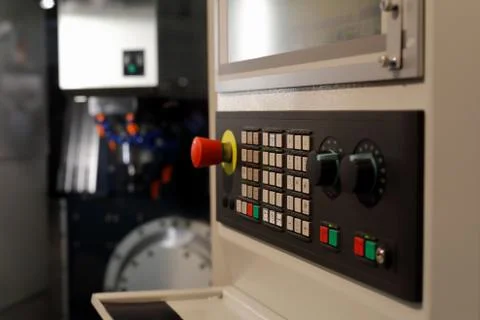 CNC machining center with a control panel Stock Photos