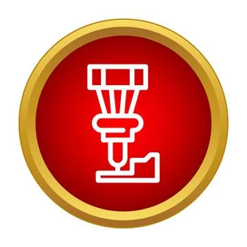 Cnc machining tool creating metal part icon Stock Illustration